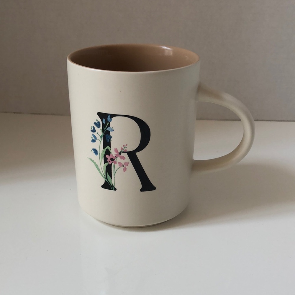 Indigo - Floral Initial “R” Mug - Cream